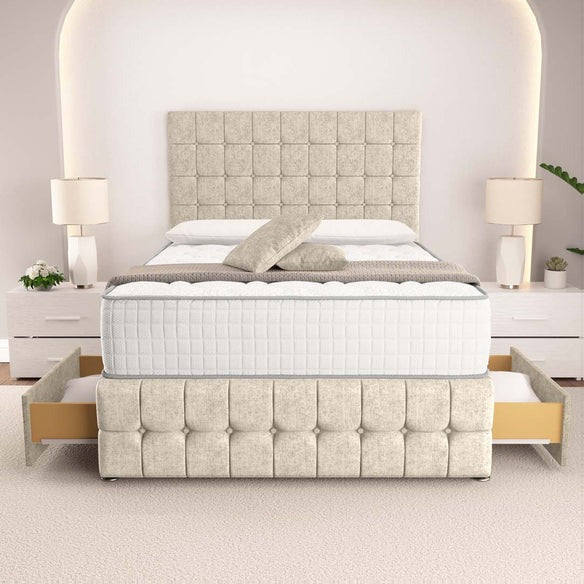 Rio Divan Bed - Cream Chenille