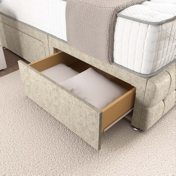 Rio Divan Bed - Cream Chenille