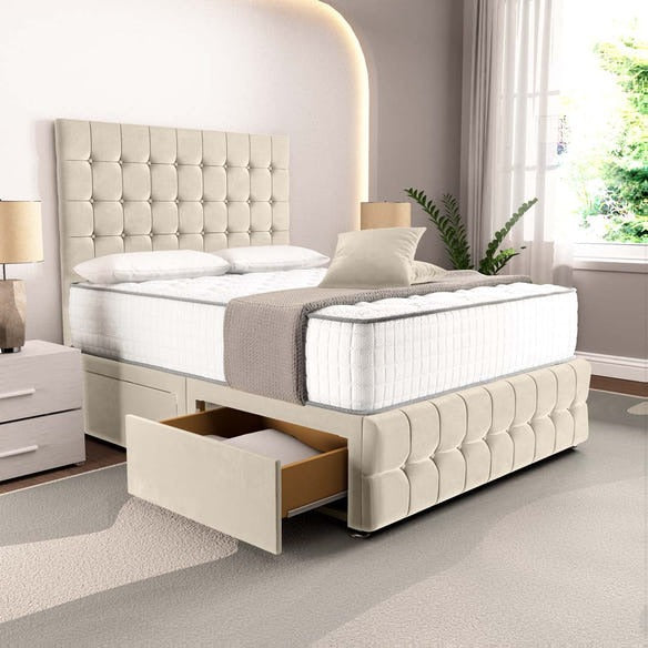Rio Divan Bed - Cream Plush Velvet