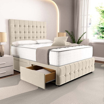 Rio Divan Bed - Cream Plush Velvet