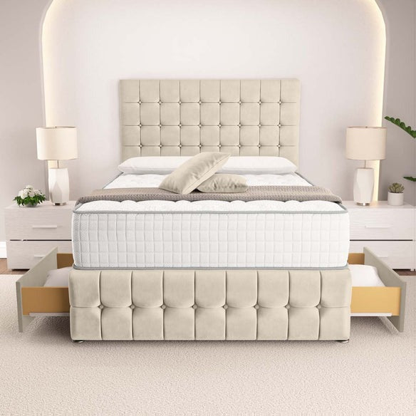 Rio Divan Bed - Cream Plush Velvet