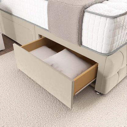 Rio Divan Bed - Cream Plush Velvet