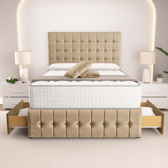 Rio Divan Bed - Mink Plush Velvet