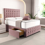 Rio Divan Bed - Pink Plush Velvet
