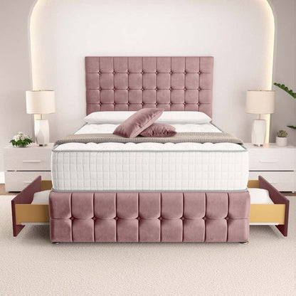 Rio Divan Bed - Pink Plush Velvet