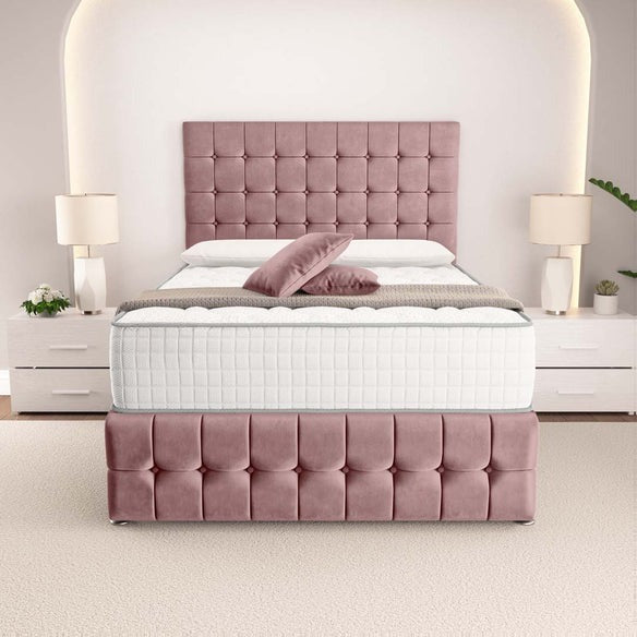 Rio Divan Bed - Pink Plush Velvet