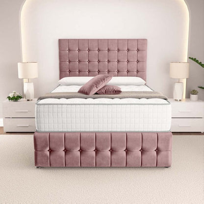 Rio Divan Bed - Pink Plush Velvet