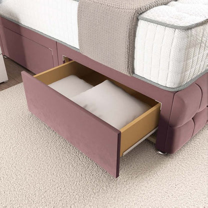 Rio Divan Bed - Pink Plush Velvet