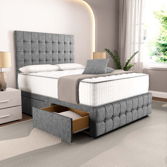 Rio Divan Bed - Silver Chenille