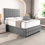 Rio Divan Bed - Silver Chenille