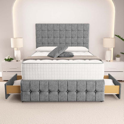 Rio Divan Bed - Silver Chenille