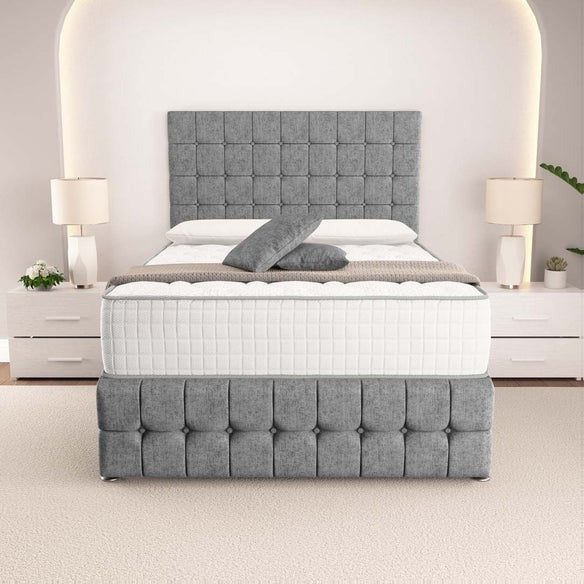 Rio Divan Bed - Silver Chenille