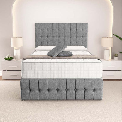 Rio Divan Bed - Silver Chenille