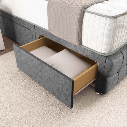Rio Divan Bed - Silver Chenille