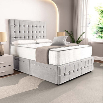 Rio Divan Bed - Silver Plush Velvet