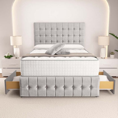 Rio Divan Bed - Silver Plush Velvet