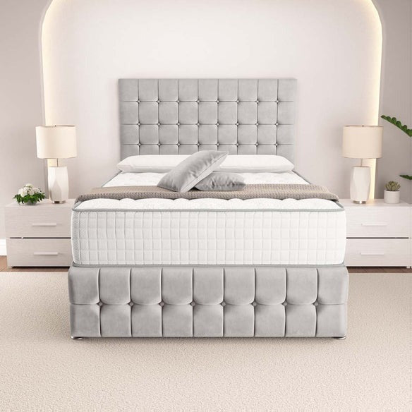 Rio Divan Bed - Silver Plush Velvet