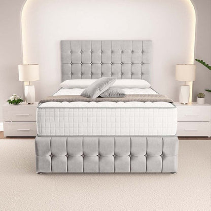 Rio Divan Bed - Silver Plush Velvet