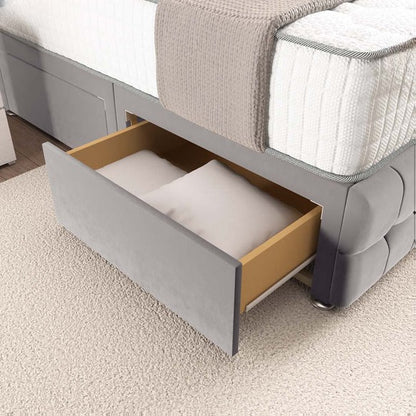 Rio Divan Bed - Silver Plush Velvet