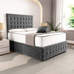 Rio Divan Bed - Steel Plush Velvet