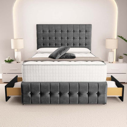 Rio Divan Bed - Steel Plush Velvet