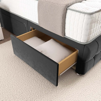 Rio Divan Bed - Steel Plush Velvet