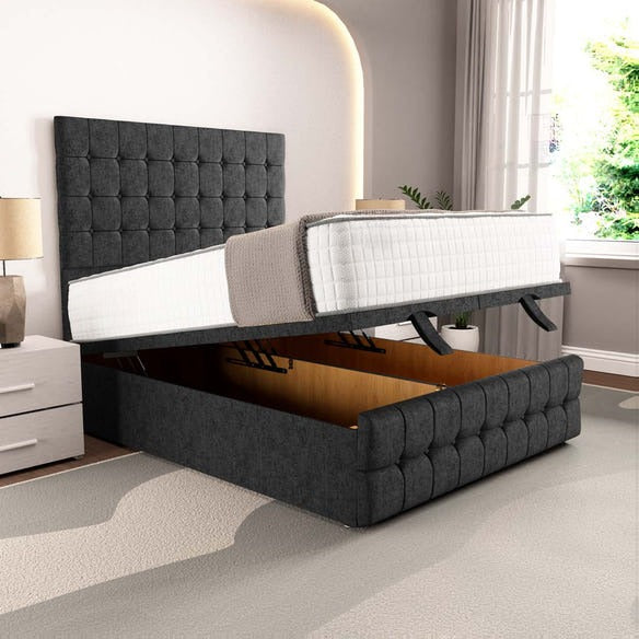 Rio Ottoman Divan Bed - Black Chenille