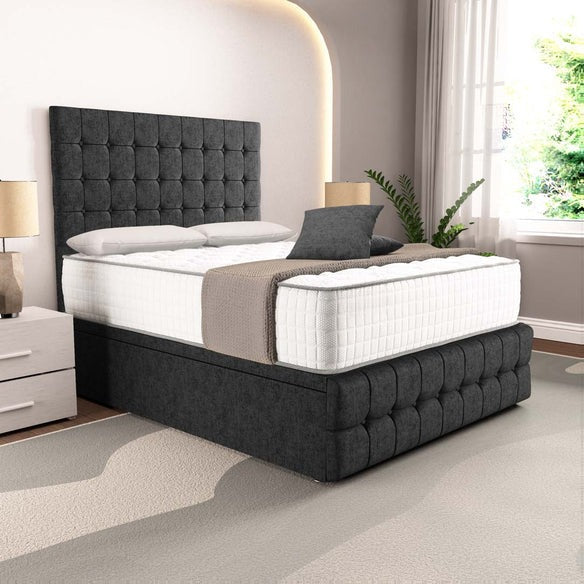 Rio Ottoman Divan Bed - Black Chenille
