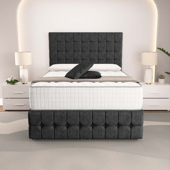 Rio Ottoman Divan Bed - Black Chenille