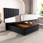 Rio Ottoman Divan Bed - Black Plush Velvet