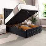 Rio Ottoman Divan Bed - Black Plush Velvet
