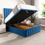 Rio Ottoman Divan Bed - Blue Plush Velvet