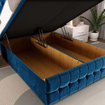 Rio Ottoman Divan Bed - Blue Plush Velvet