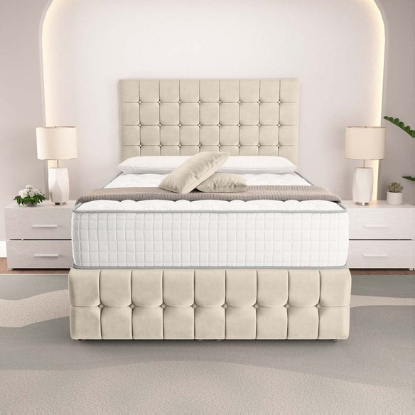 Rio Ottoman Divan Bed - Cream Plush Velvet