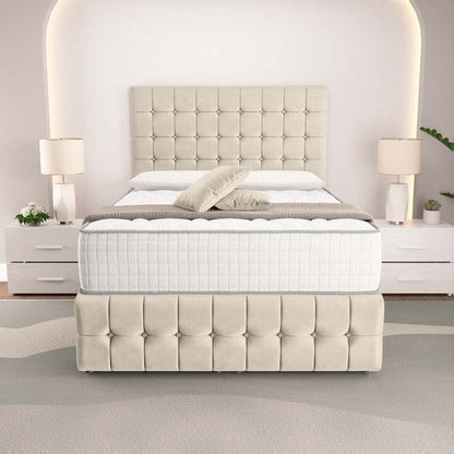 Rio Ottoman Divan Bed - Cream Plush Velvet