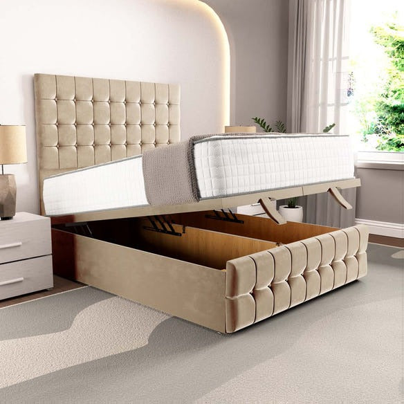 Rio Ottoman Divan Bed - Mink Plush Velvet