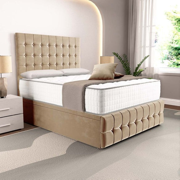 Rio Ottoman Divan Bed - Mink Plush Velvet