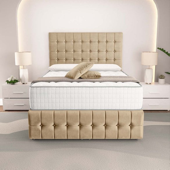 Rio Ottoman Divan Bed - Mink Plush Velvet