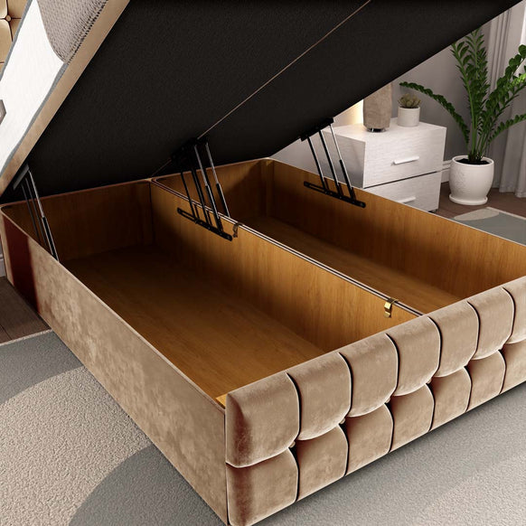 Rio Ottoman Divan Bed - Mink Plush Velvet