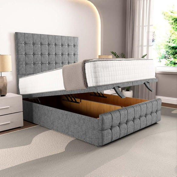 Rio Ottoman Divan Bed - Silver Chenille