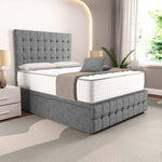 Rio Ottoman Divan Bed - Silver Chenille