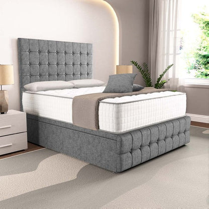 Rio Ottoman Divan Bed - Silver Chenille