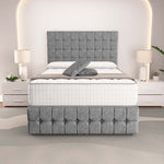 Rio Ottoman Divan Bed - Silver Chenille