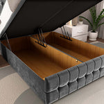 Rio Ottoman Divan Bed - Steel Plush Velvet