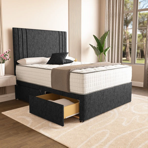 Rome Divan Bed - Black Chenille