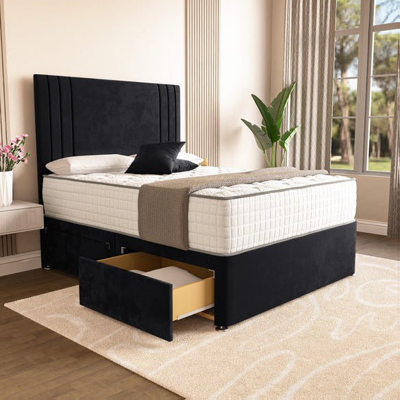 Rome Divan Bed - Black Plush Velvet