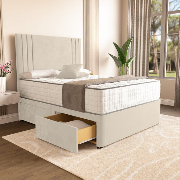 Rome Divan Bed - Cream Plush Velvet