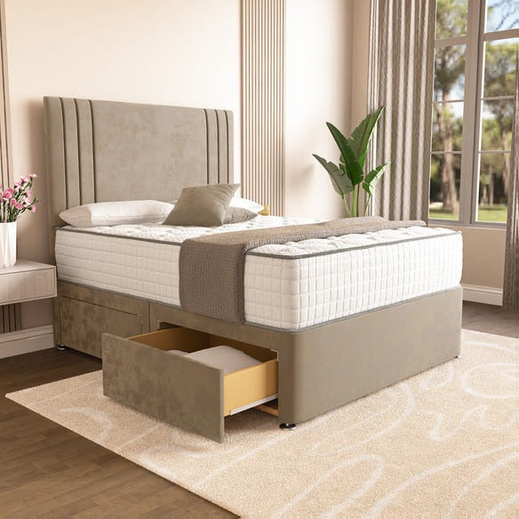 Rome Divan Bed - Mink Plush Velvet