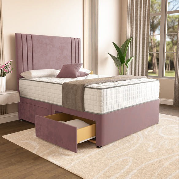 Rome Divan Bed - Pink Plush Velvet