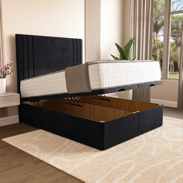 Rome Ottoman Divan Bed - Black Plush Velvet